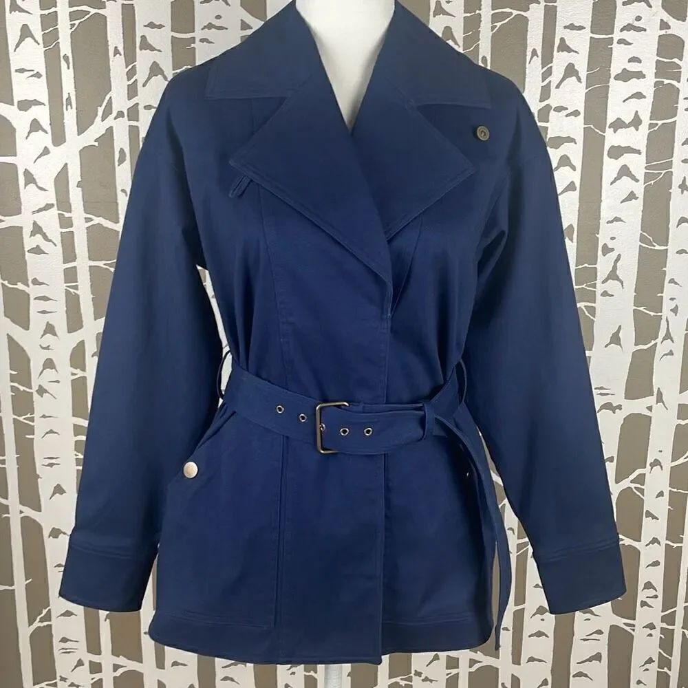 Navy Blue Riviera Short Trench Coat NEW XS
